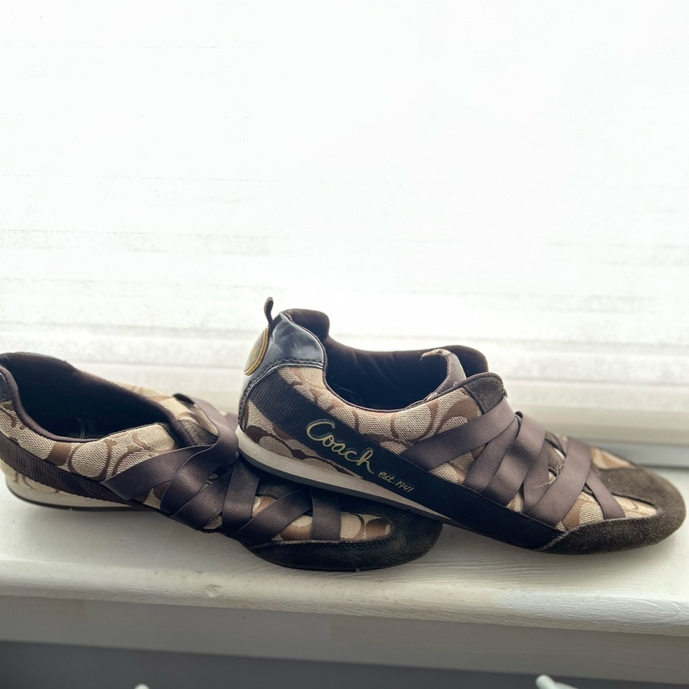 Coach Brown Patterned Slip-On Shoes
